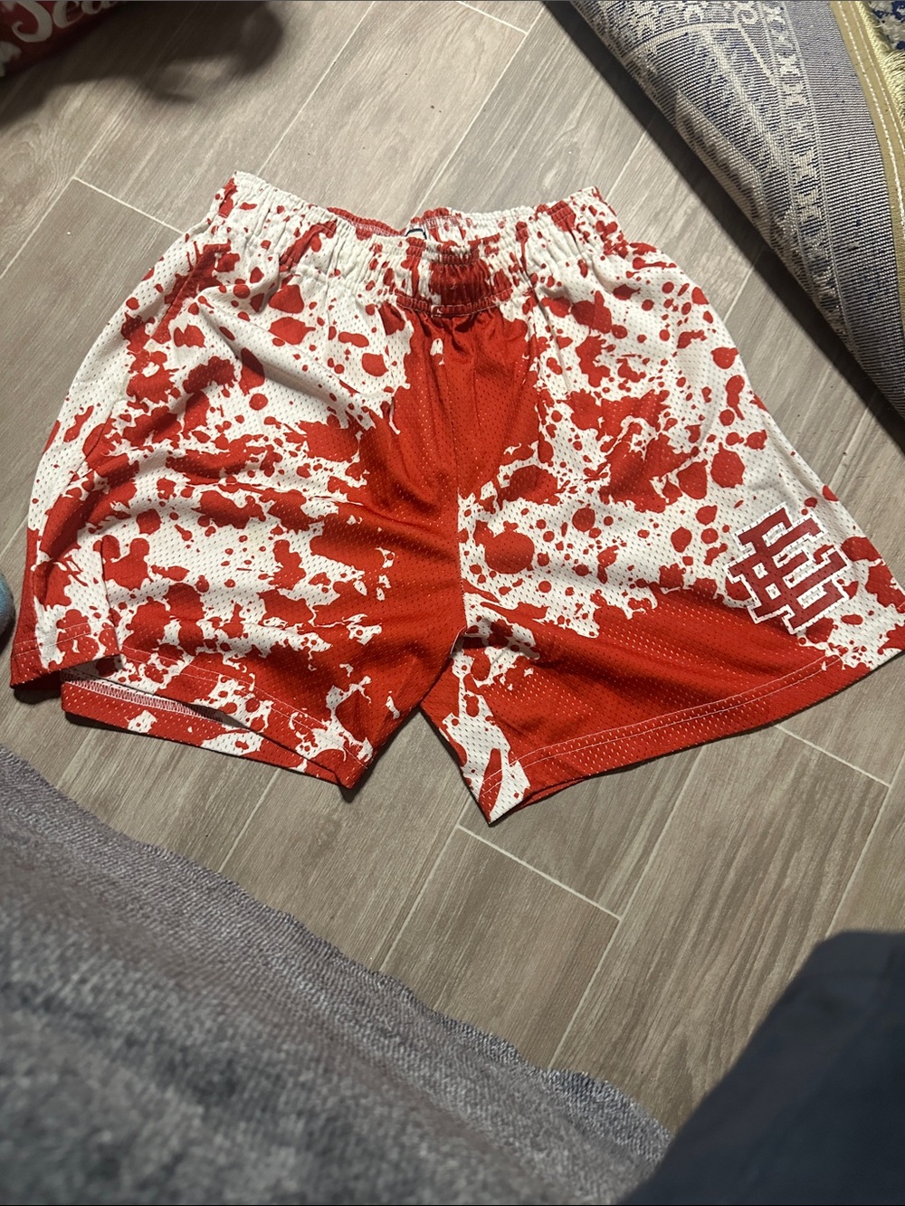 Eric Emanuel Red & White Athletic Mesh Shorts